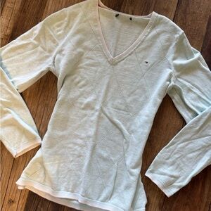 Tommy Hilfiger Pastel Blue V-Neck Sweater
